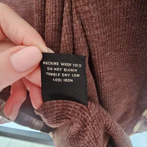 Chor Plaid Flannel Shirt Shacket Thermal Lining Pearl Snaps Pockets Size M Brown - Picture 8 of 14